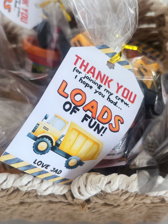 The Ultimate Construction Truck Birthday Party for Kids Construction Truck Birthday Party Favour Tags